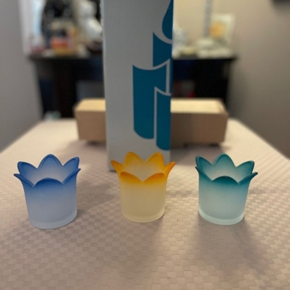 PartyLite new in box jewel candle votive holders blue green yellow P7161 retired